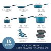 15-Piece Classic Brights Nonstick Pots and Pans/Cookware Set, Red Gradient - Blue