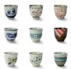 4Pcs Japanese Style Stripe Ceramic Teacups Small Straight Wine Glass 150ML - Default