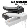 1pc 2 In 1 USB Chargable Mini Bag Sealer Heat Sealers With Cutter Knife Rechargeable Portable Sealer For Plastic Bag Food Storage - Black