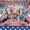 4th of July Tablecloth, American Flag Plastic Table Covers for Patriotic Party Supplies - blue