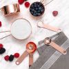 Kitchen Accessories 4Pcs/Set Measuring Cups Spoons Stainless Steel Plated Copper Wooden Handle Cooking Baking Tools - As pic show - 4Pcs/Set