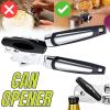 Handheld Manual Can Opener With Sharp Cutting Wheel Blade Lid Cap Openers - Black