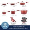 15-Piece Nonstick Pots and Pans Set/Cookware Set, Marine Blue - Red