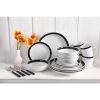 Essential Total Kitchen 83-Piece Combo Set, White - Black