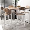 TOPMAX Farmhouse 5-piece Counter Height Drop Leaf Dining Table Set with Dining Chairs for 4,White Frame+ Rustic Brown Tabletop - as Pic