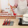 1pcs Silicone Utensil Rest With Drip Pad For Multiple Utensils; Heat-Resistant; Spoon Rest & Spoon Holder For Stove Top; Home Kitchen Items - Gray