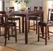 Modern Contemporary 5pc Counter Height Dining Set Cherry / Brown Finish Unique Eyelet Back 4x Chairs - as Pic