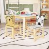 5 Piece Kiddy Table and Chair Set , Kids Wood Table with 4 Chairs Set Cartoon Animals (bigger table) (3-8 years old) - as Pic