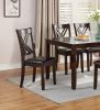 7pcs Dining Set Dining Table 6 Side Chairs Clean Espresso Finish Cushion Seats X Design back Chairs - as Pic