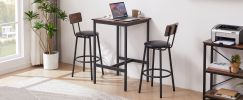 Bar Table Set with 2 Bar stools PU Soft seat with backrest, Rustic Brown, 23.62'' W x 23.62'' D x 35.43'' H - as Pic