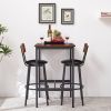 Bar Table Set with 2 Bar stools PU Soft seat with backrest, Rustic Brown, 23.62'' W x 23.62'' D x 35.43'' H - as Pic