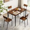 Dining Table Set 5-Piece Dining Chair with Backrest, Industrial style, Sturdy construction. Rustic Brown, 43.31'' L x 27.56'' W x 30.32'' H. - as Pic