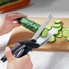 1pc 2-in-1 Smart Kitchen Knife and Vegetable Cutter - Perfect for Effortless Preparation of Vegetables and Fruits - Stainless Steel