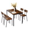 Dining Table Set 5-Piece Dining Chair with Backrest, Industrial style, Sturdy construction. Rustic Brown, 43.31'' L x 27.56'' W x 30.32'' H. - as Pic