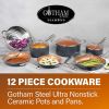 Diamond Pots and Pans Set Nonstick Cookware Set Includes Skillets Fry Pans Stock Pots, Dishwasher and Oven Safe12 Pcs - gray