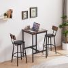 Bar Table Set with 2 Bar stools PU Soft seat with backrest, Rustic Brown, 23.62'' W x 23.62'' D x 35.43'' H - as Pic