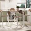 TOPMAX Farmhouse 5-piece Counter Height Drop Leaf Dining Table Set with Dining Chairs for 4,White Frame+ Rustic Brown Tabletop - as Pic