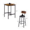 Bar Table Set with 2 Bar stools PU Soft seat with backrest, Rustic Brown, 23.62'' W x 23.62'' D x 35.43'' H - as Pic
