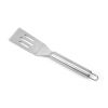 Short Slotted Turner Stainless Steel Flat Spatula for Frying Egg Burger Steak Meat BBQ Kitchen Gadget Tool - stainless steel