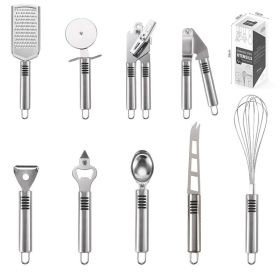 Stainless Steel Striped Kitchenware 9-piece Color Box. (Option: 9piece color boxed package)